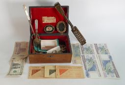 Shoe box containing 4 million Turkish Lira, plated asparagus tongs and other plated items, Tunbridge