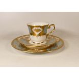 De Lamerie Fine Bone China heavily gilded Blue Majestic patterned Trio, specially made high end