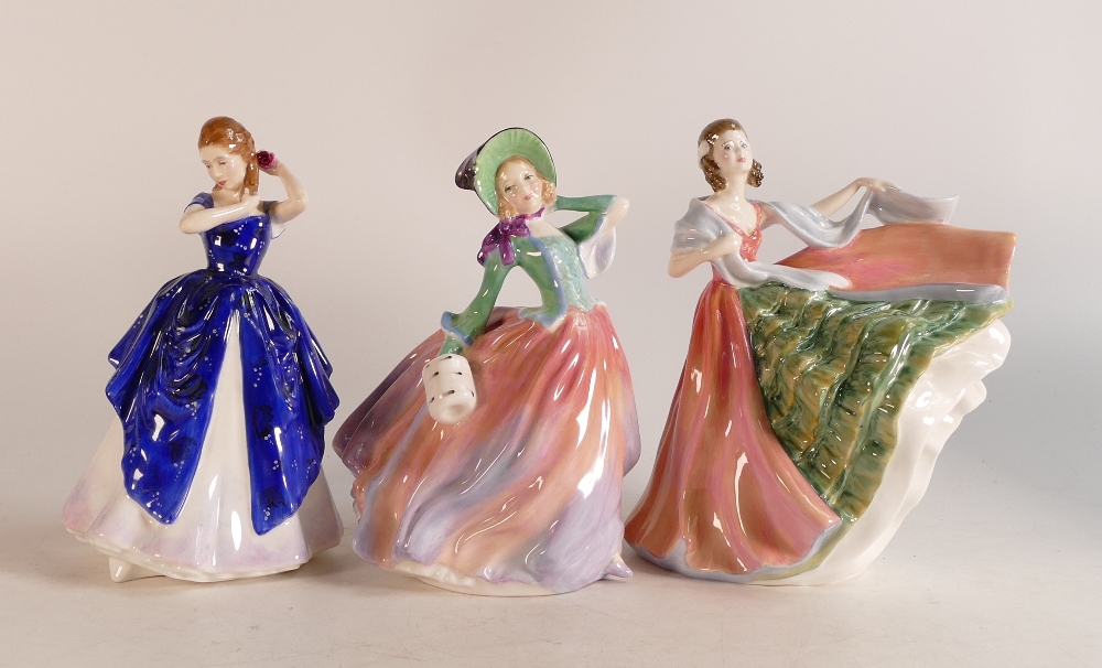 Royal Doulton lady figures to include Ann HN3259 , Autumn Breezes HN1939 and Laura HN3136 (3)