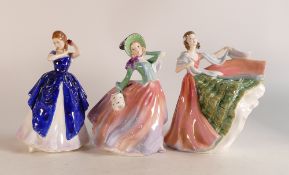 Royal Doulton lady figures to include Ann HN3259 , Autumn Breezes HN1939 and Laura HN3136 (3)