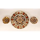 Royal Crown Derby Imari 1128 items to include 27cm Wall Plates & 2 pin dishes (both 2nds)(3)