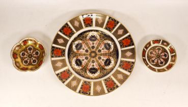 Royal Crown Derby Imari 1128 items to include 27cm Wall Plates & 2 pin dishes (both 2nds)(3)