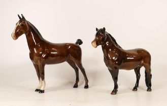 Beswick brown Hackney horse 1361 & Exmoor Pony 1645(2)