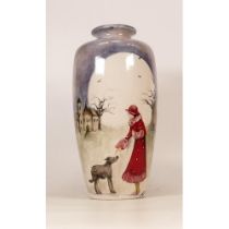 Victoria Bourne, 1 of 1 Original Handpainted Design, Baluster Vase depicting a Winter Scene of a