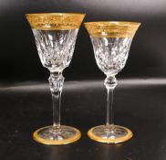 Two De Lamerie Fine Bone China heavily gilded Non Matching Wine Glasses, specially made high end