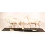 Beswick white matte horse Spirit Of Earth & Fire both with black wood plinths (but detached)(2)