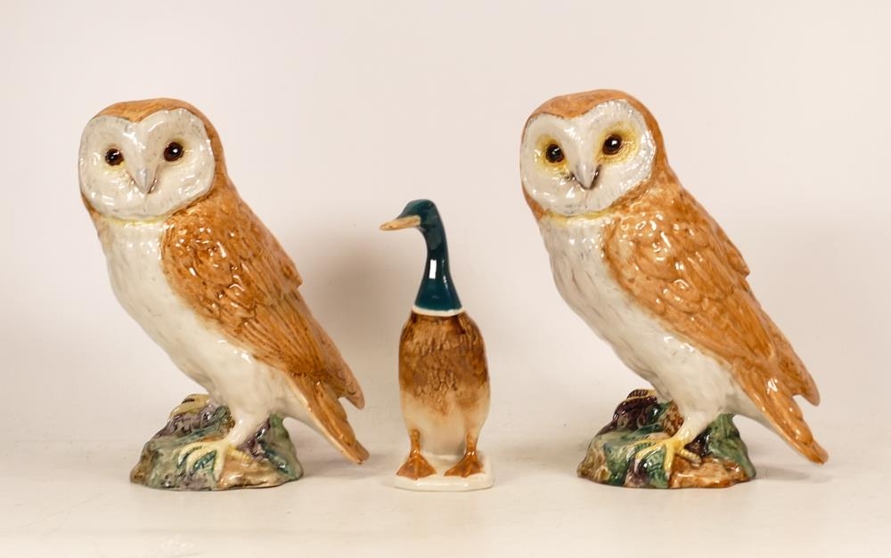Two Beswick Barn Owls 1046 and Mallard Duck 756-2 (3)