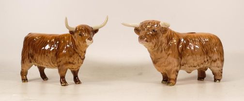 Beswick Highland cow 1730 and Beswick Highland Bull 1740 (restored hown) (2)