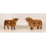 Beswick Highland cow 1730 and Beswick Highland Bull 1740 (restored hown) (2)