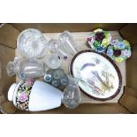 A mixed collection of items to include 2nds Wedgwood Clio patterned vase, cut glass items, oval