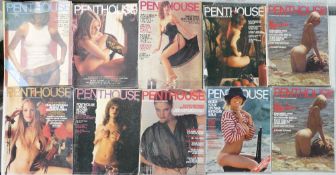 A collection of Ten 1970's Penthouse Men's Glamour Magazines