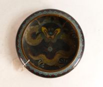 Larger size fine cloisonne bowl featuring dragon etc., measuring 25 cm wide and 6.5cm high. In