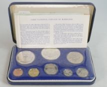 A 1973 Barbados Proof Coin Set, First National Coinage, cased with certificate of authenticity.