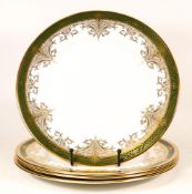 De Lamerie Fine Bone China heavily gilded Green Rimmed Plates, specially made high end quality item,