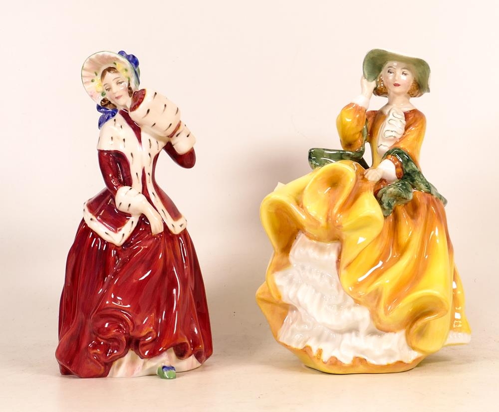Royal Doulton Lady Figures Top O The Hill Hn2127 (Australian Yellow Colourway) & Christmas Morn