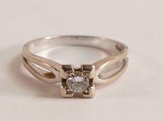 14ct white gold diamond solitaire ring,diamond approx .35ct, size M/N, 3g.
