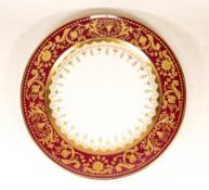 De Lamerie Fine Bone China heavily gilded Burgundy Renaissance Pattern Circular Platter specially