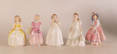 Royal Doulton lady figures to include Tinkle Bell HN1667 , Lily HN1798 , Catherine HN3044, Kerry