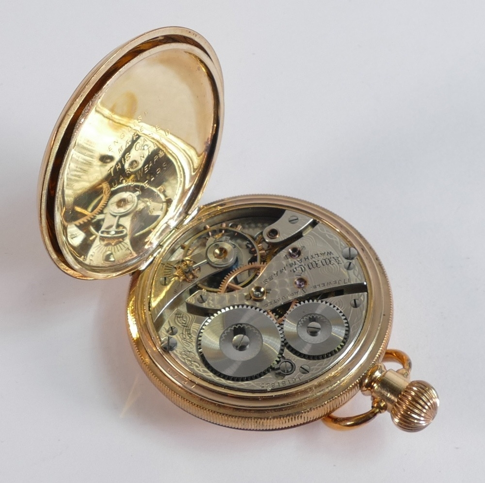 Waltham 17 jewel full hunter keyless gents pocket watch, winds, ticks, sets & runs. - Image 2 of 3