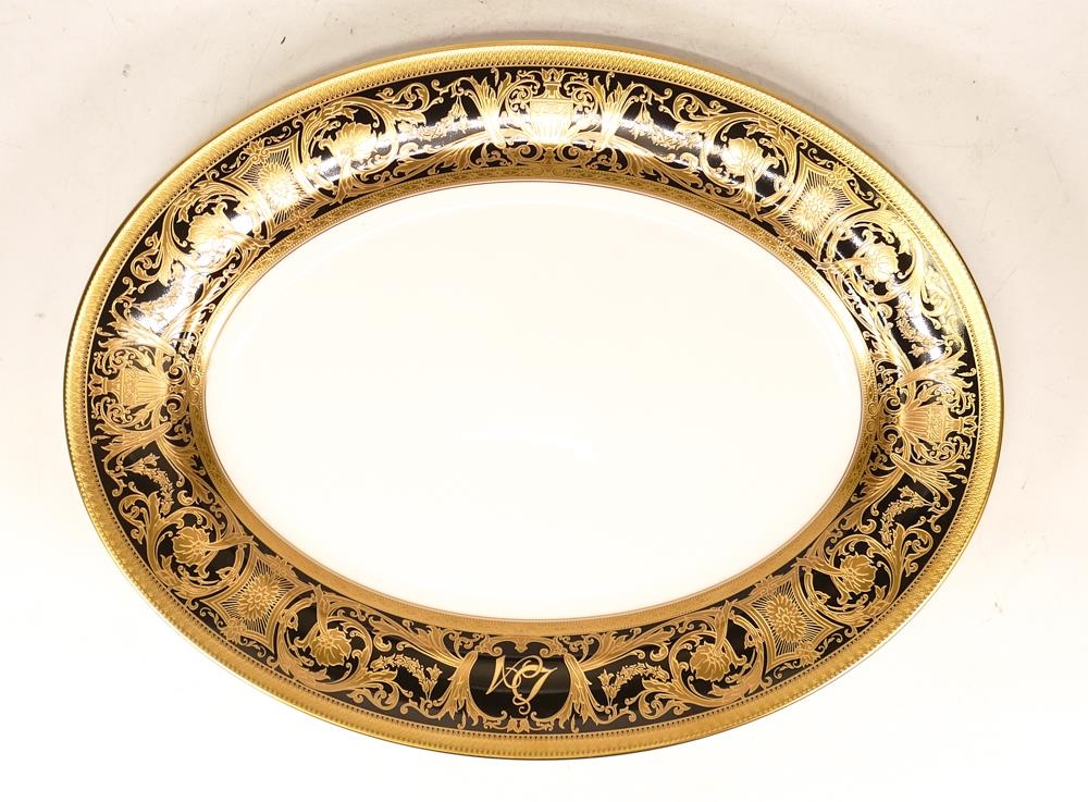 De Lamerie Fine Bone China heavily gilded Black Robert Adam Patterned Oval Platter, specially made