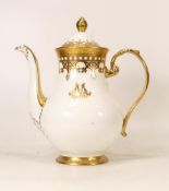 De Lamerie Fine Bone China heavily gilded Private Commission Coffee Pot, specially made high end