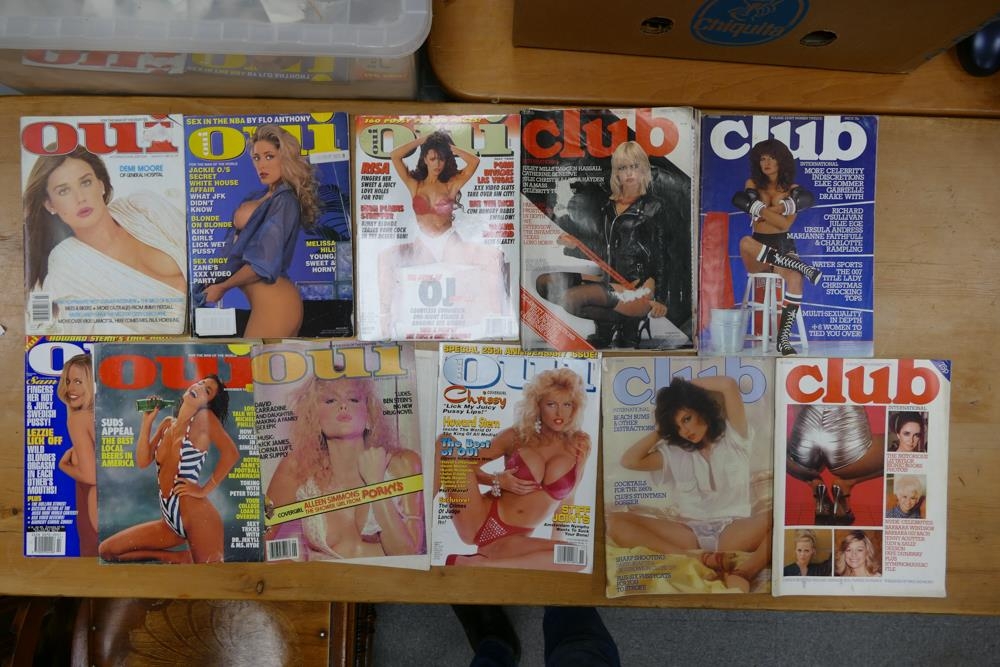 A collection of Ten 1980's Oui & Club Men's Glamour Magazines