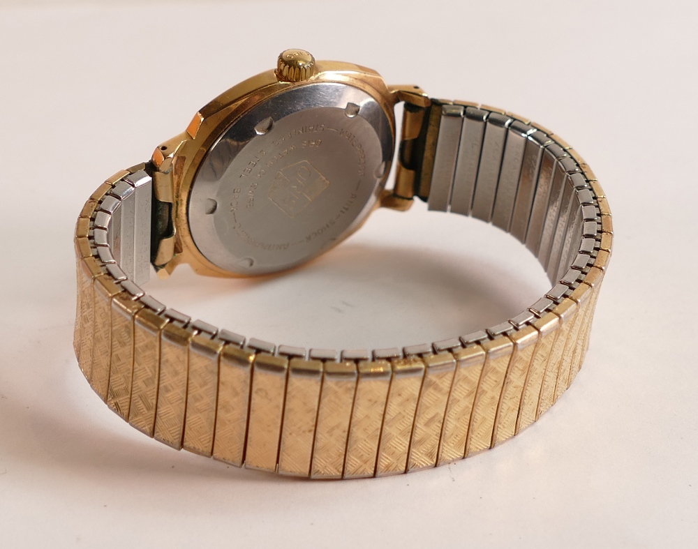 Oris Super gentleman's vintage gold plated mechanical wristwatch with expandable strap, in - Image 2 of 2