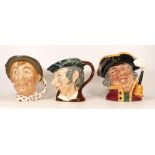 Royal Doulton Large Character Jugs Simple Simon D6374, Town Crier D6530 & Jarge (3)