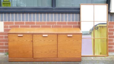 Mid Century Teak 3 Door Side Board & Mirror, length of sideboard 137cm