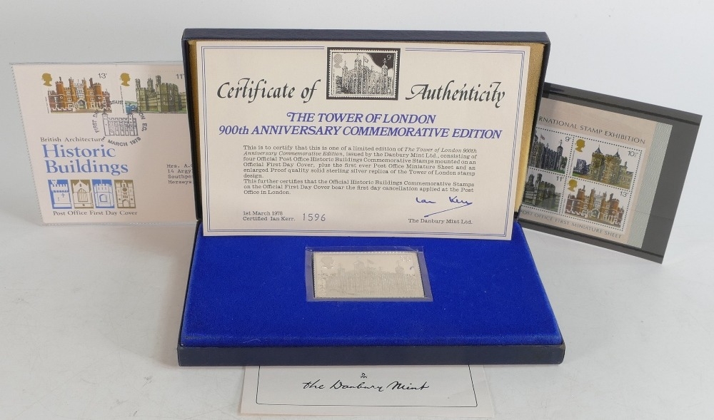 Tower of London sterling silver stamp, limited edition, weight 76g. Cased with Certificate, First