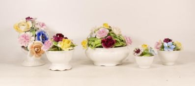A collection of Floral Pottery Coalport Fancies(5)