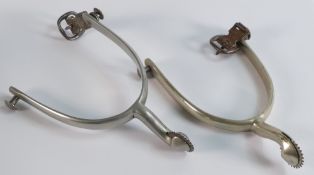 Pair vintage solid nickel spurs. (2)