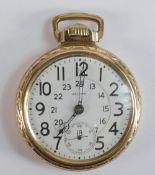 Rare Waltham CANADIAN RAILWAY time service 17 jewel gents open face keyless pocket watch in gold
