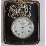 J W Benson London gents keyless silver pocket watch 109g, 50mm wide, together with single silver