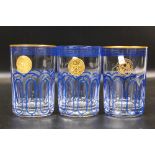 Three De Lamerie Fine Bone China heavily gilded Non Matching Tumblers with Star & Crescent Motif,