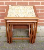 G Plan Nest of 3 tables , one with tiled top
