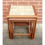 G Plan Nest of 3 tables , one with tiled top