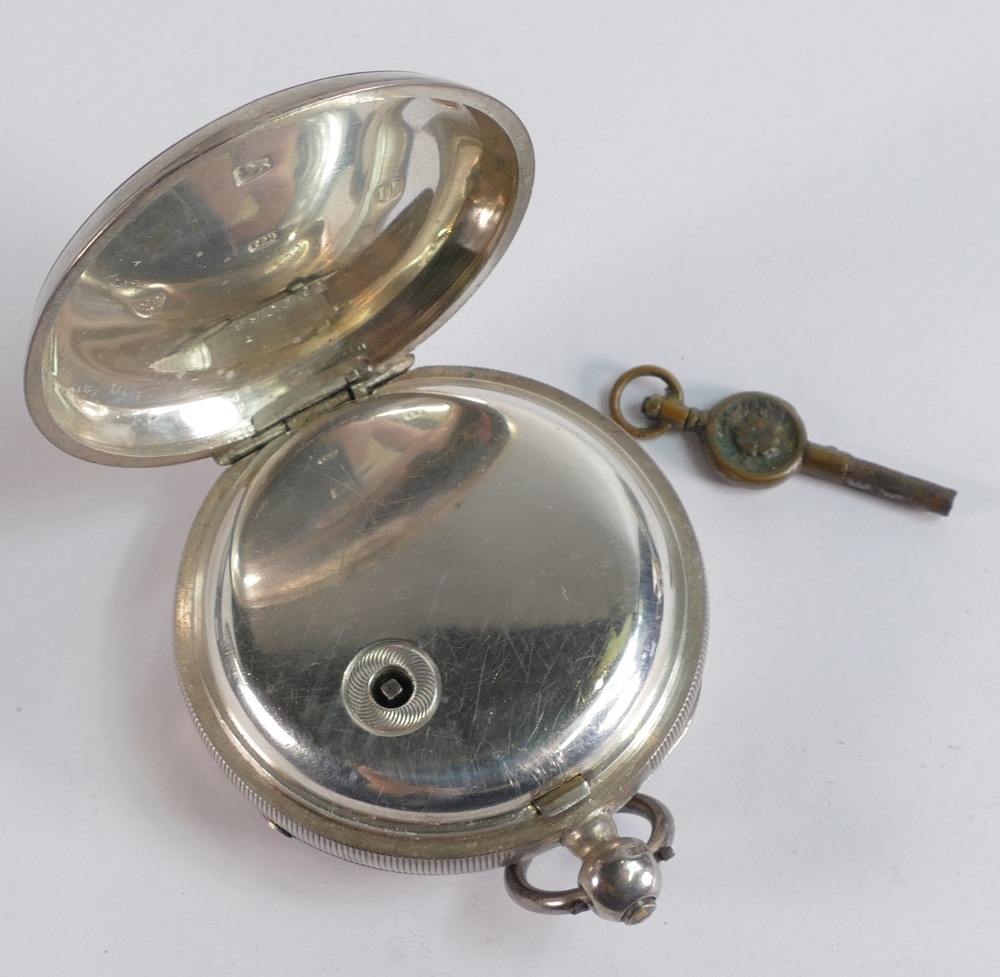 Large hallmarked silver English lever ECLIPSE key wind pocket watch, glass loose. Gross weight 126g, - Image 2 of 2