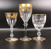 Three De Lamerie Fine Bone China heavily gilded Non Matching Wine Glasses, specially made high end