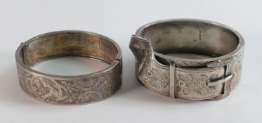 Unusual late Victorian hallmarked silver bangle with West's patent catch mechanism, in good