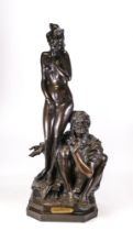 AFTER BRUNO ZACH, Large Bronzed Resin Figure The Slave Seller, height 66cm