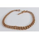 Rose gold 18ct gold filled Albert watch chain, 30cm long.