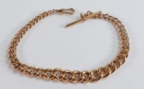 Rose gold 18ct gold filled Albert watch chain, 30cm long.