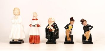 Royal Doulton Figures to include Bedtime Hn1978 (hairline to base), Choir Boy & Dickens figures