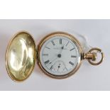 Waltham full hunter keyless full hunter gents pocket watch, 55mm wide. Circa 1899. Winds, ticks,