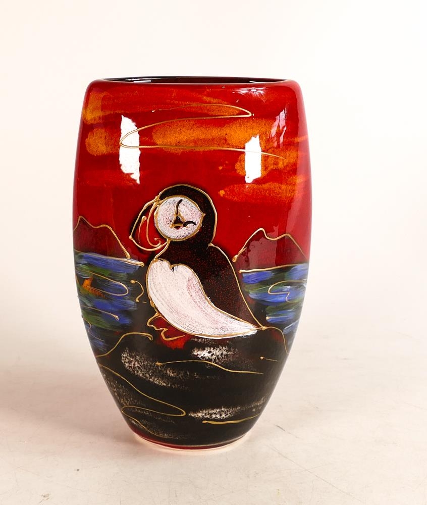 Anita Harris Puffin Oval Vase. height 19cm