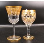 Two De Lamerie Fine Bone China heavily gilded Non Matching Wine Glasses with Saudi Arabia Crest ,