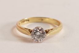 18ct gold diamond solitaire ring, diamond approx .65ct, size N, 2.9g.