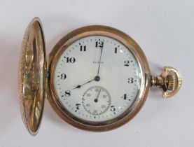 9ct gold filled Elgin full hunter pocket watch, 48mm diameter. Winds, ticks, sets & runs.
