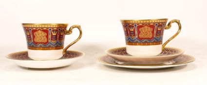 De Lamerie Fine Bone China heavily gilded Private Commission patterned Trio & Cup / Saucer Set